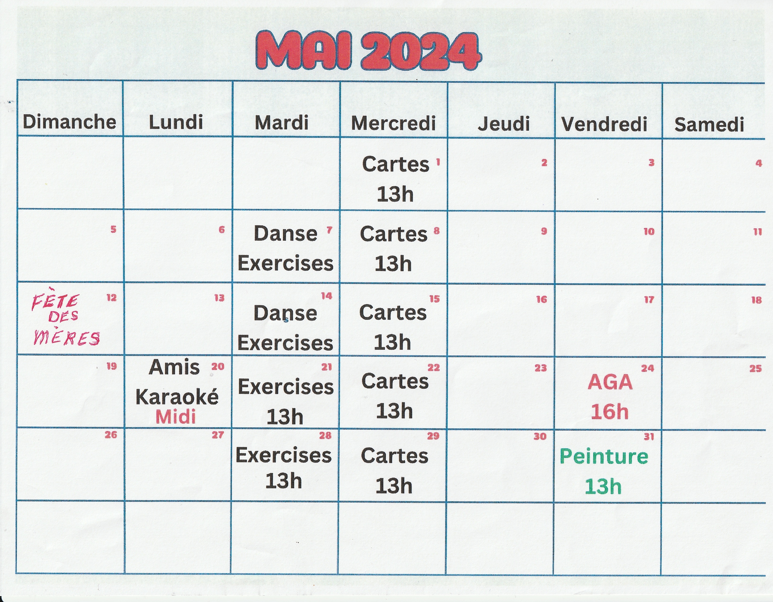 calendrier mai
